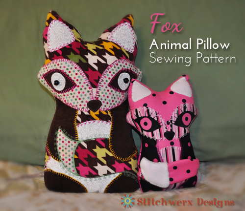 Fox Animal Pillow Sewing Pattern from Stitchwerx Designs