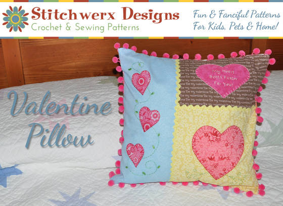 Free Valentine Heart Applique Pillow Sewing Pattern