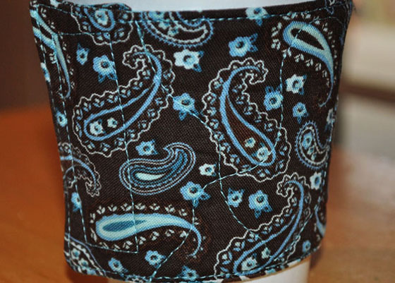Example of Freestyle Quilting on Cup Cozy