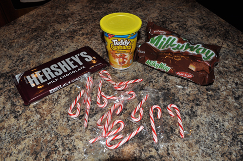 Milky Way Bar, Teddy Graham, Candy Cane Sleigh Supplies