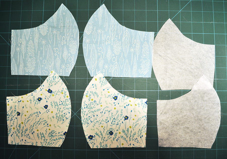 Face mask pattern pieces cut out
